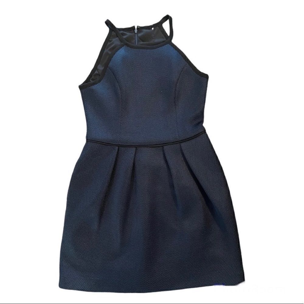 RACHEL Rachel Roy Navy Blue Mesh High Neck Mini Dress